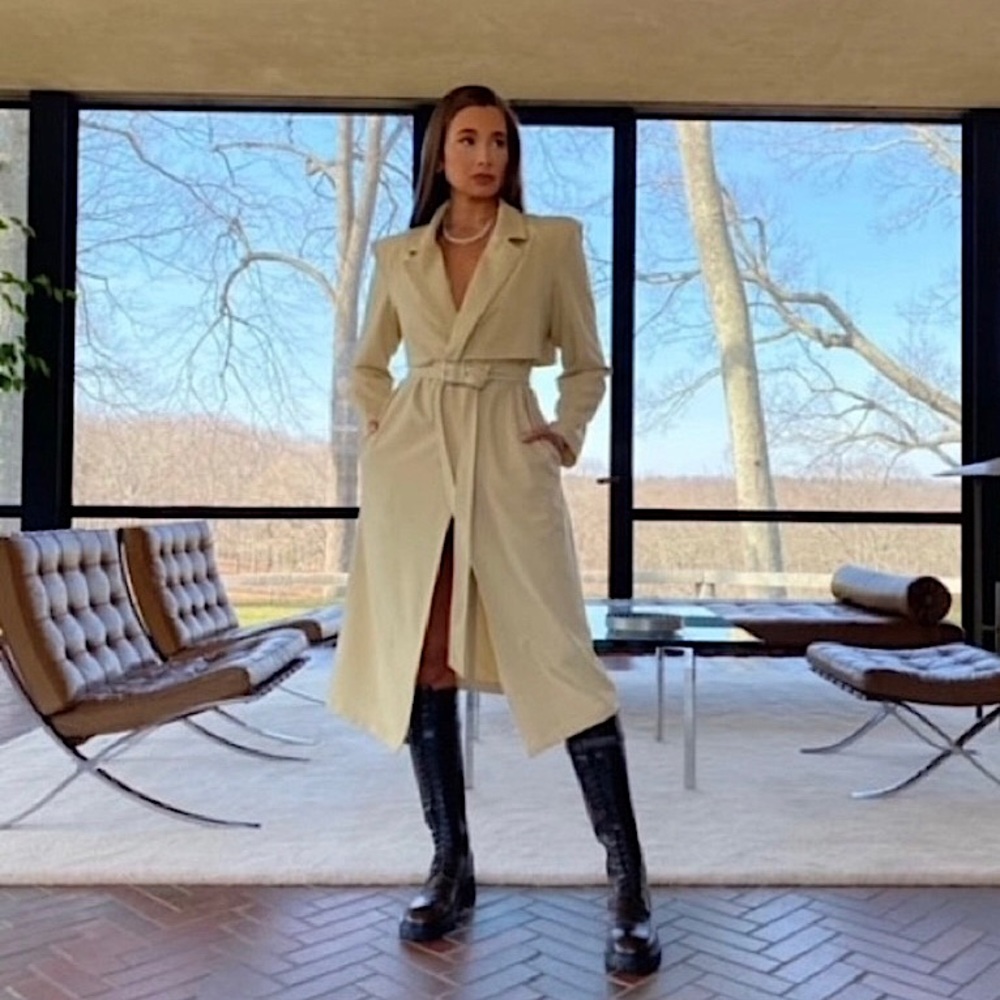 NWT Danielle Bernstein Crepe Trench Coat